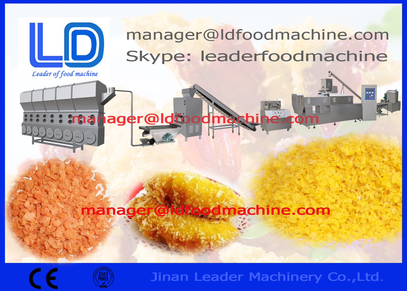 سه / تک فاز ماشین آلات پخت نان خرده نان برای استیک سرخ شده در روغن پخت نان خرده نان